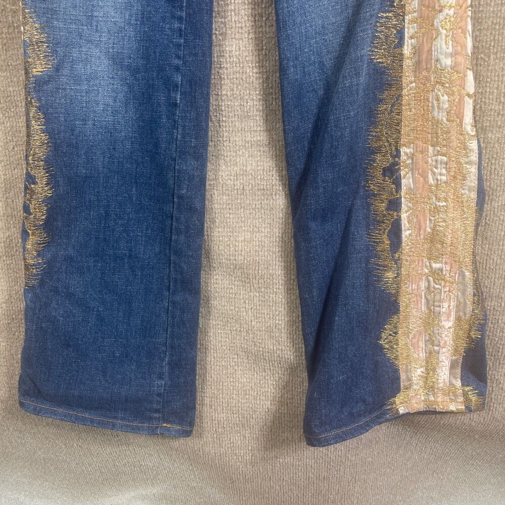 Vintage Roberto Cavalli Jeans Womens Medium 31X32 Satin Velvet Side Panel Boho - Picture 5 of 16